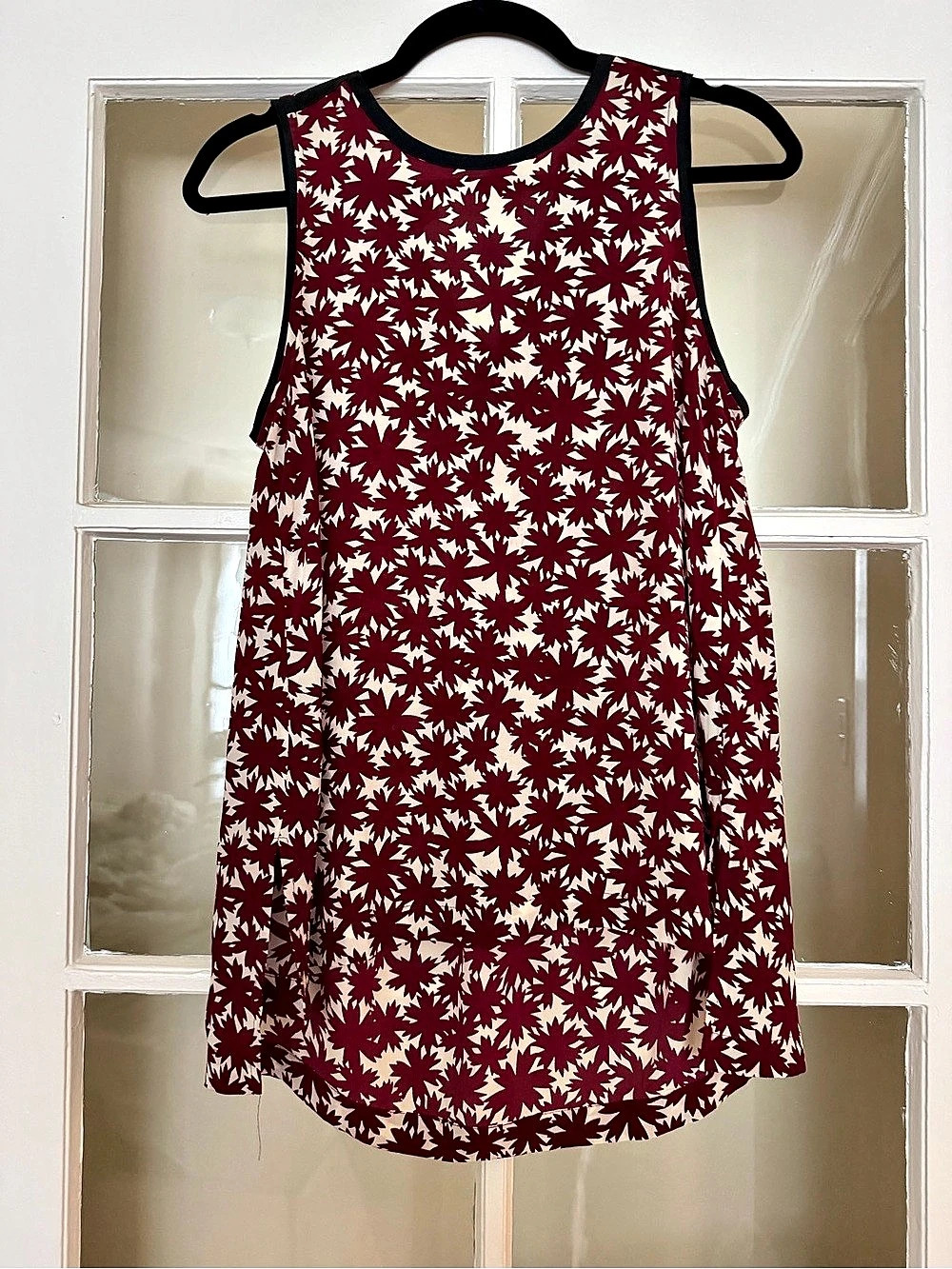 Madewell Canal Blouse in Pressed Flowers Floral Silk Tank Top Red & White Small
